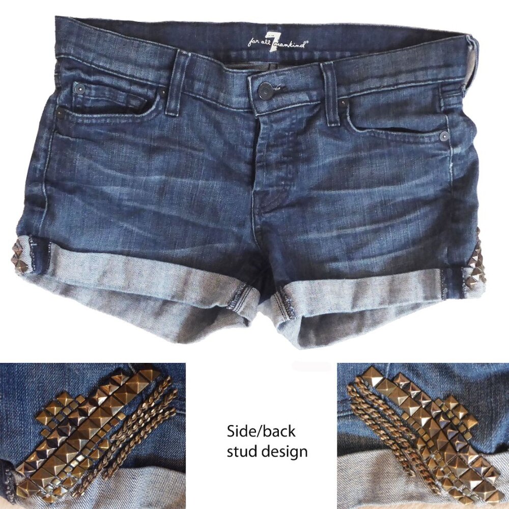 7 For All Mankind Studded design with button fly Denim Jean Shorts Size 25